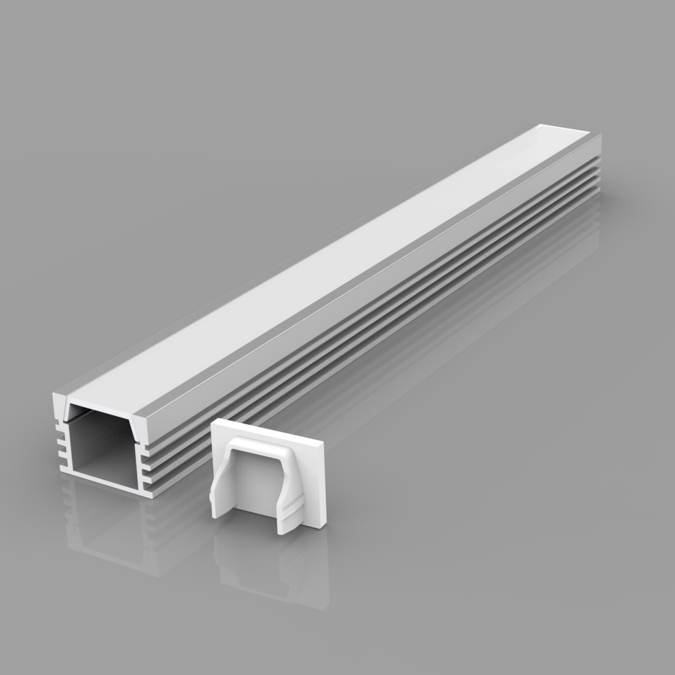 2m Surface Mounted Aluminium Profile for Strips, with Clear Diffuser (cover)