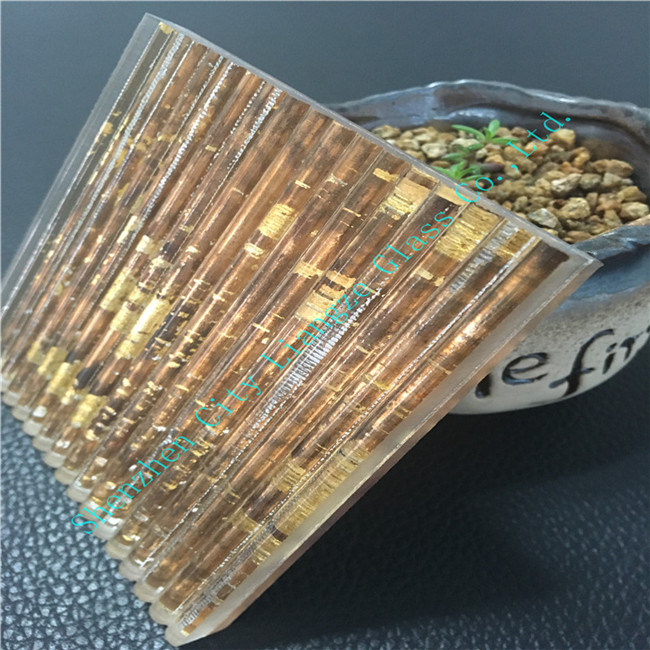 Gold Laminated Glass/Silk Printed Glass/Sandwich Glass/Tempered Glass for Hotle Decoration