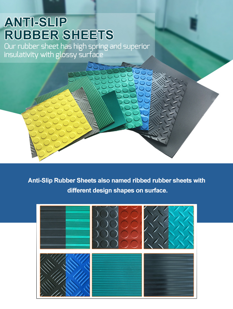 China Manufacturer Vulcanized Anti Slip Rubber Mattress Stud Diamond Wide Ribber Rubber Flooring Rubber Sheets