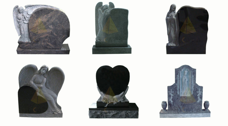 Granite Heart Monument with Flowers Carving on Each Side