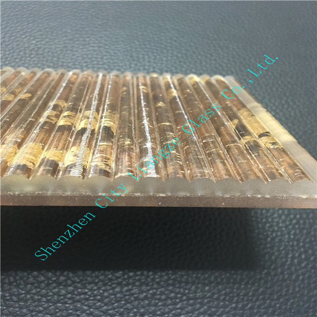 Gold Laminated Glass/Silk Printed Glass/Sandwich Glass/Tempered Glass for Hotle Decoration