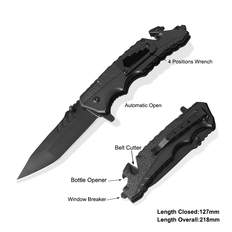 Multi Function Knife Folding Knife Camping Knife Pocket Knife with Window Breaker (#31110AT)