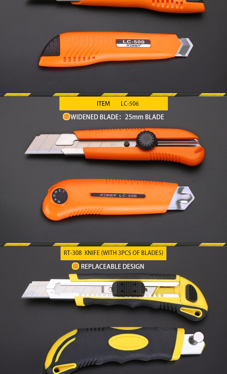 Metal Frame Retractable Multi Knife with Spare Blades and Saw Blades