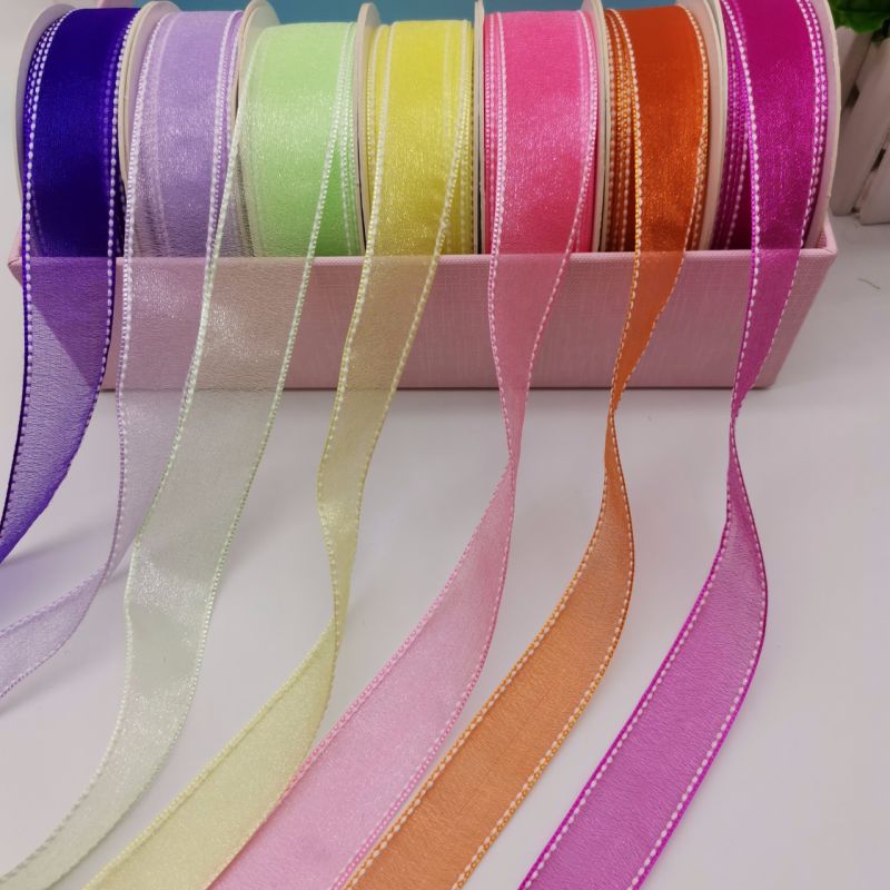 Stitched Sparkle Organza Ribbon with Enough Stock for Box Packing