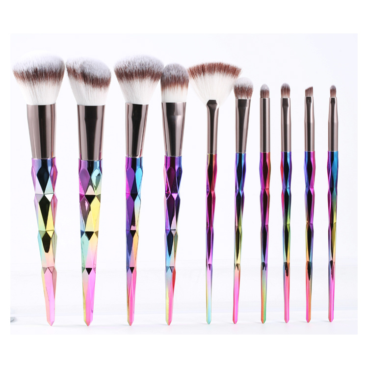 Unicorn Mermaid Brush Set Rainbow Diamond Handle Makeup Brushes Set