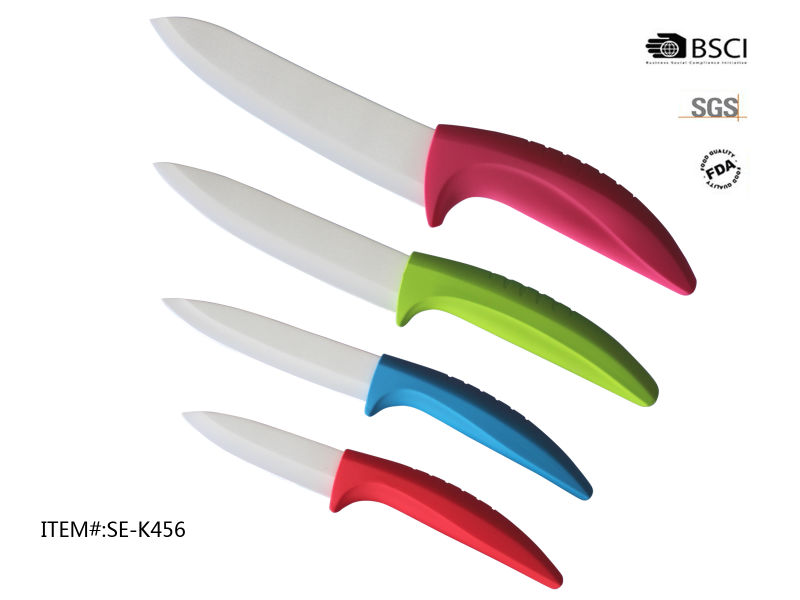 Non-Stick Coating Handle Ceramic Knife/Ceramic Knives for Cookware (SE-K456)