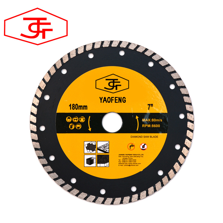 180 mm Hot Pressed Diamond Turbo Saw Blade for Cutting Granite Marble