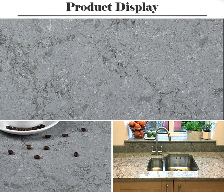 Grey Quartz Stone Slabs with Matte Finish for Counter Top