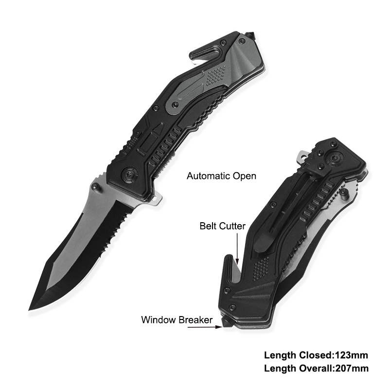 Camping Knife Survival Knife Hunting Knife Utility Knife with Anodized Aluminum Handle (#31076AT)