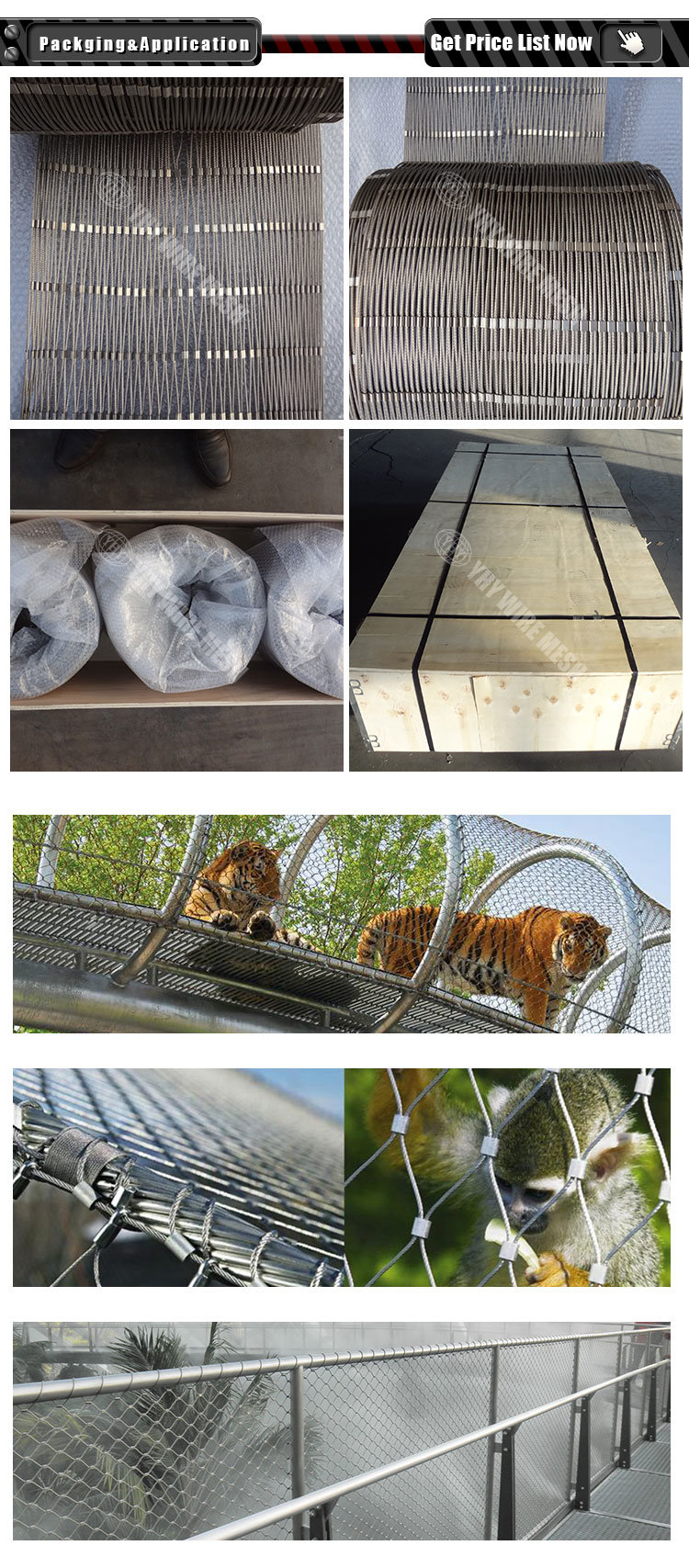SS304 Architectural Diamond Rope Wire Mesh