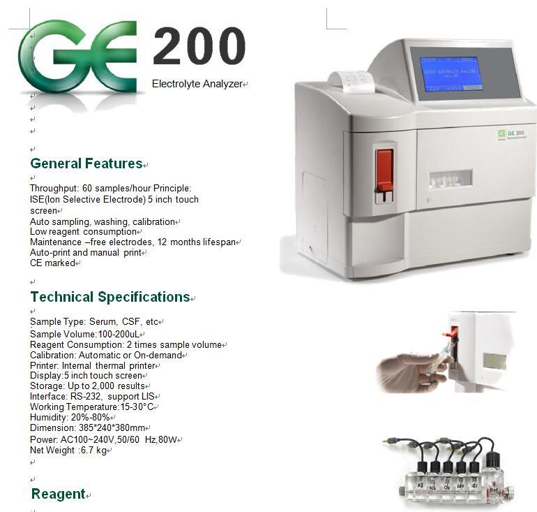Ge-200 Electrolyte Analyzer, Electrolyte Auto Analyzer