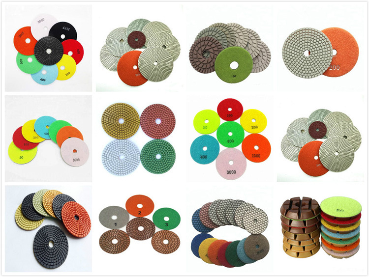 5 Inch D125mm Abrasive Pads for Stone Surface Processing 7 Steps Diamond Flexible Wet Polishing Pad for Angle Grinder