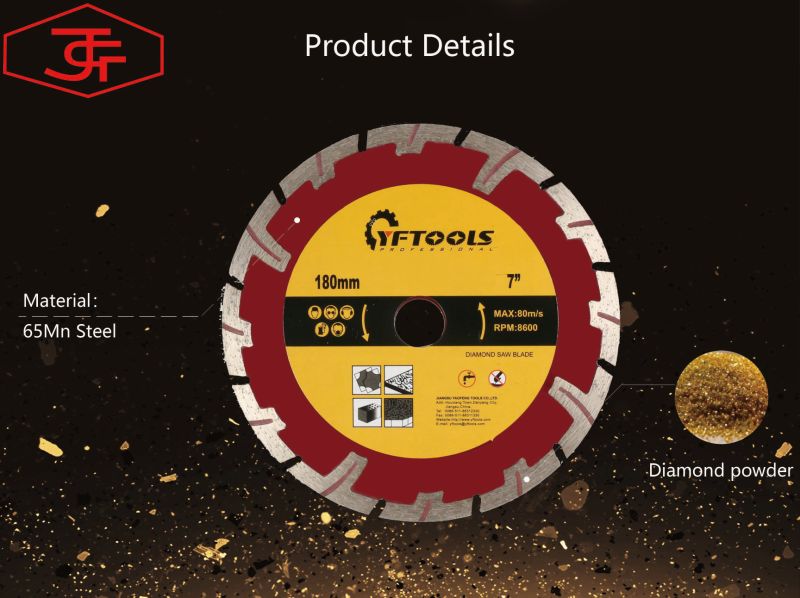180mm Protective-Tooth Sintered Segment Diamond Saw Blade for Stone Cutting Tool