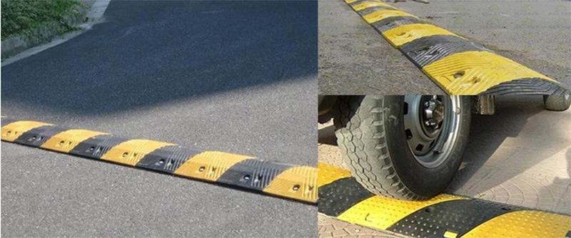 Black Yellow Safety Driveway Rubber Speed Bumps for Road Safety