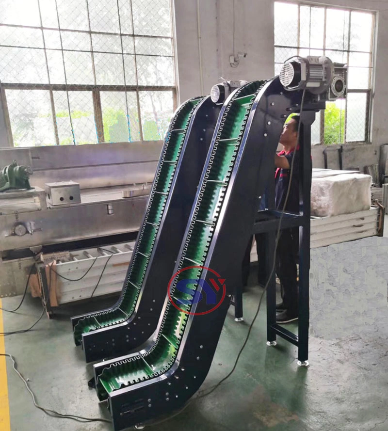 Stainless Steel 304 Frame Rubber Sidewall Conveyor Belt Apron Conveyor