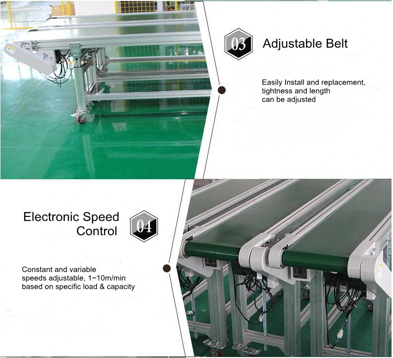 Efficiency Speed Adjustment Turning Curve Belt Conveyor with PVC Belt