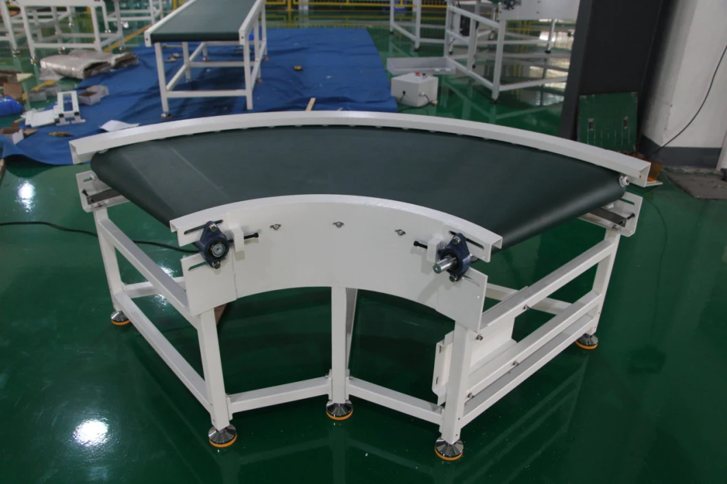 PVC Belt Turning Conveyor Curved Conveying Machine Adjustable Speed Selection Conveyor