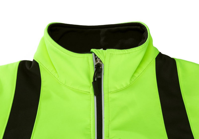 Custom Men's Fleece Reflective/Hi Vis Green Windbreaker Winter Running/Cycling/Bicycle Jacket