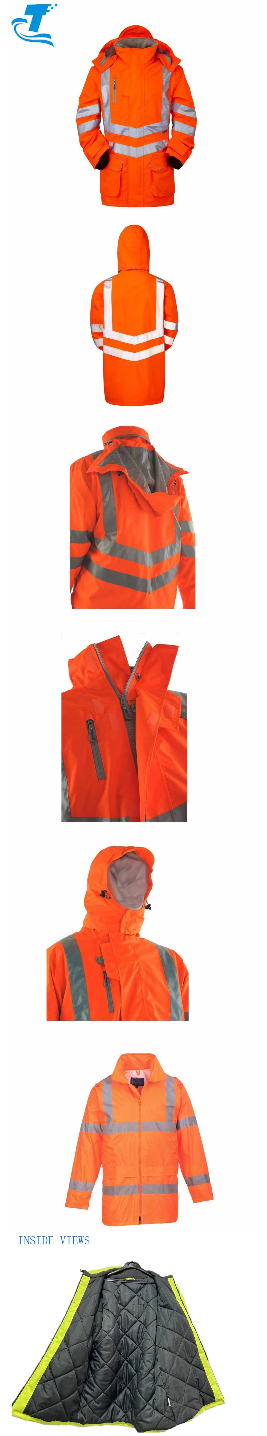 Engineer Hoodie Waterproof Reflective Insulated Men Hi-Vis Winter Parka Safety Workwear Jacket
