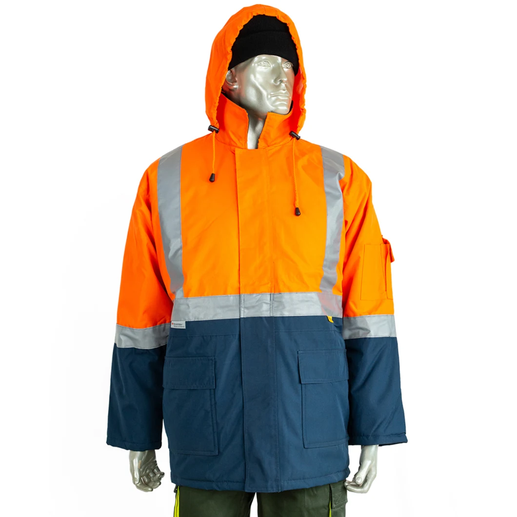 Heavy Oxford Thick High Visibility Windproof Padded Jacket with Reflective Tape