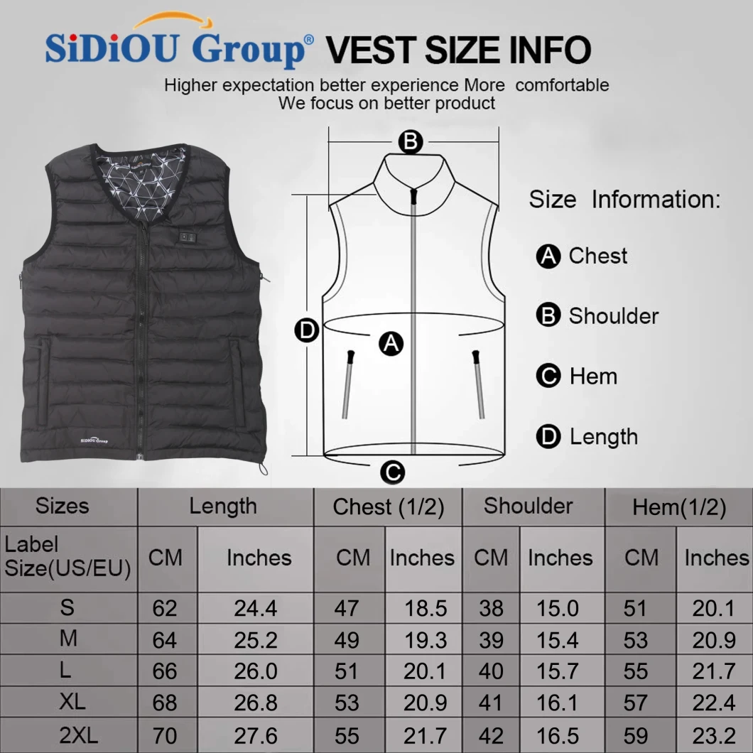 USB Heated Vest Dual Switches Heating Gilet Warm Lightweight Heating Clothing Size and Temperature Adjustable Vest