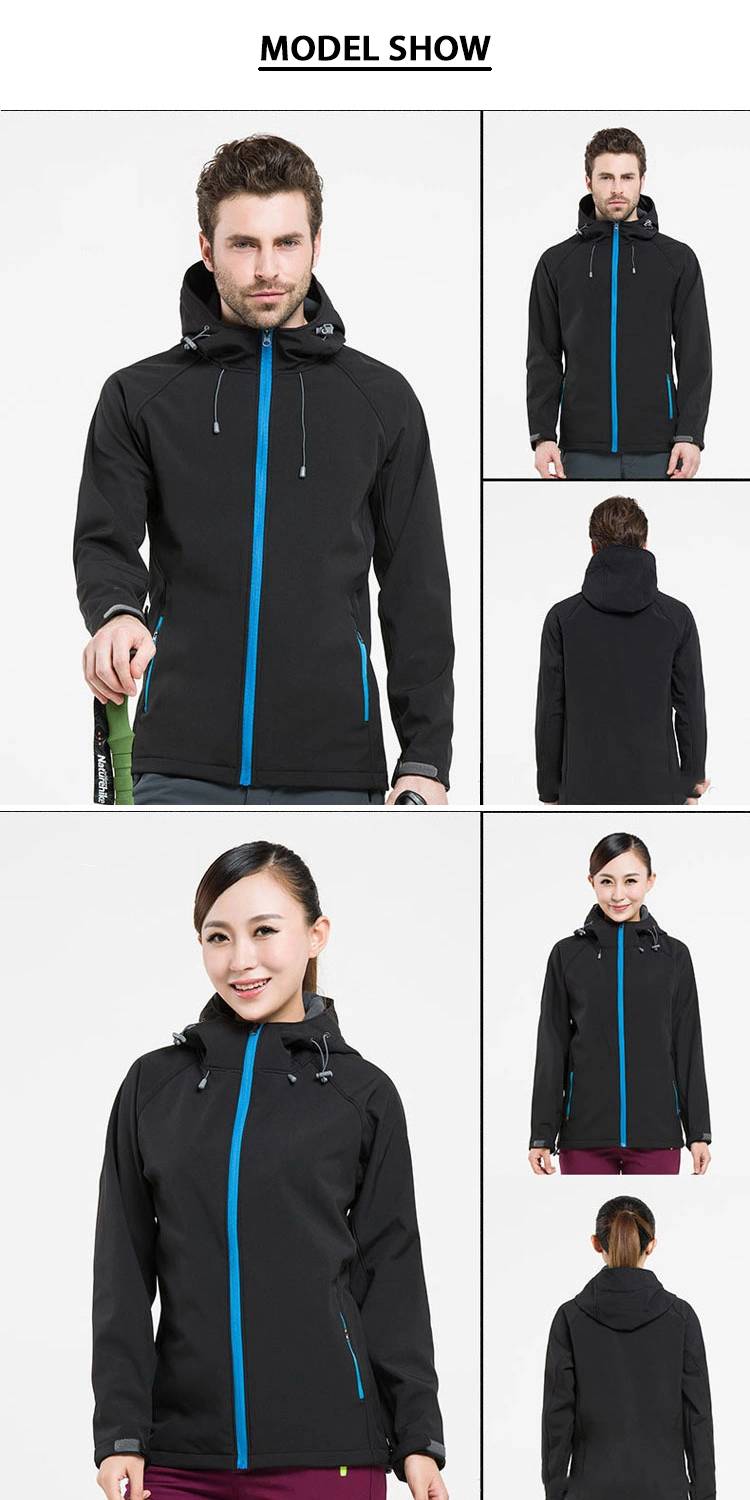 Thermal Custom Outdoor Ski Black Mens Softshell Jacket with Hood