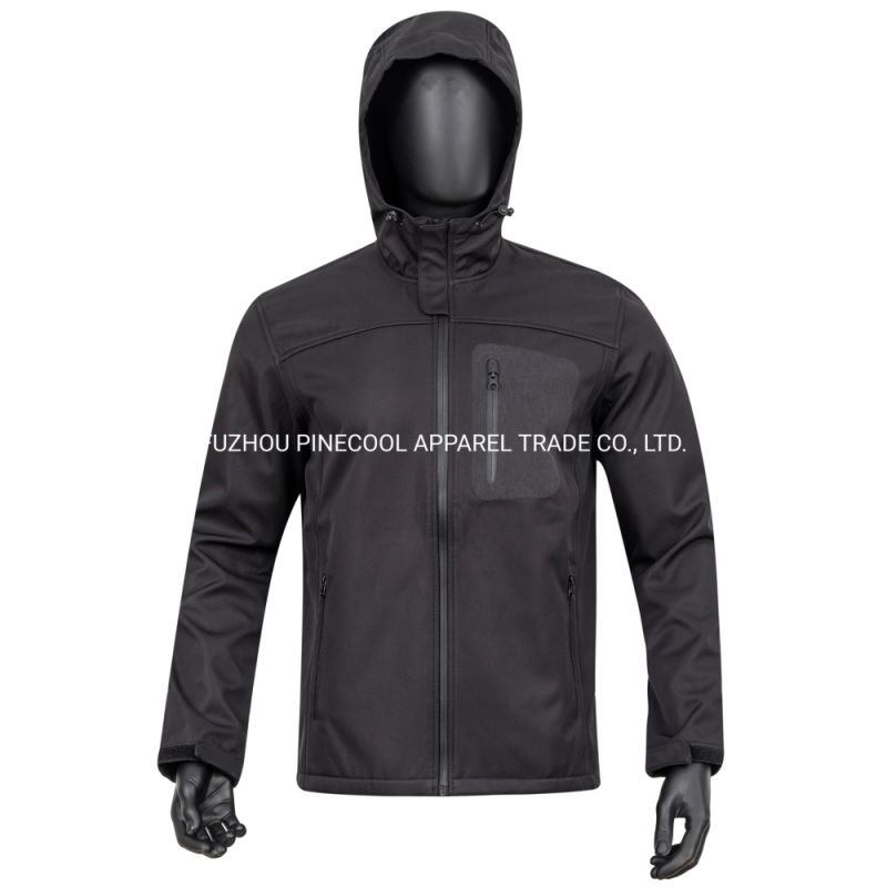 Hotselling Waterproof Longsleeve Men Softshell Jacket with Detachable Hood