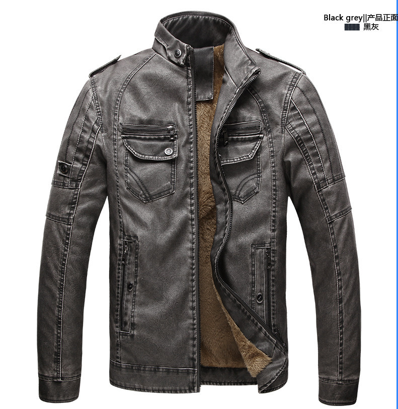 Plus Size Logo Customised Mens Winter Jackets Coats Leather Cowhide Slim Motorcycle Jackets