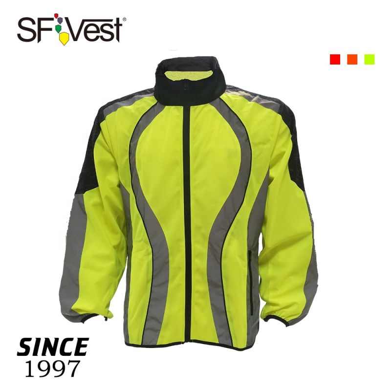 Reflective Windproof Men's Cycling Jacket Breathable Road Windbreak Yellow Orange
