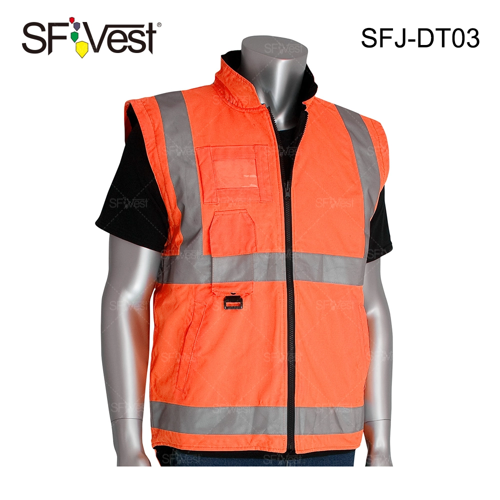 2020 Wholesale Hi Vis 3 in 1 Jacket Reflective Safety Winter Jacket with Detachable Sleeve