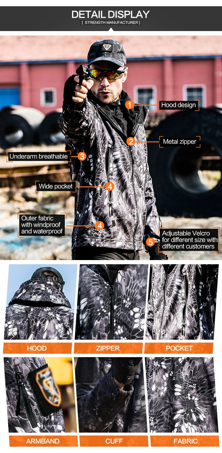 Men's Windbreaker Jacket Outdoor Tactical Warm Coat Combat Windbreaker