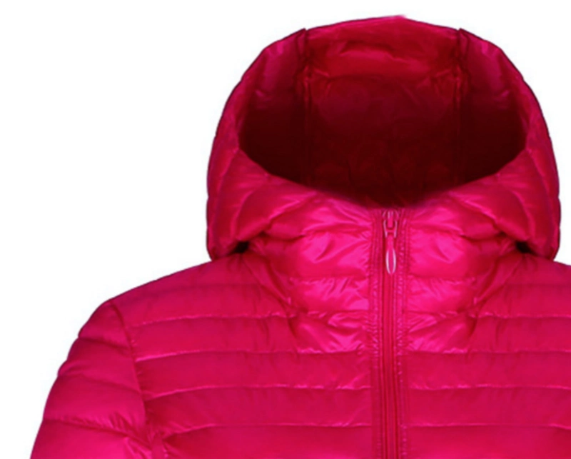 Fashion New Stock Wholesale Lady Ladies Women Middle Long Duck Down Light Jacket with Hoodie