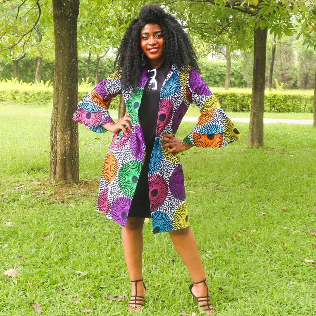 Hot Selling Colorful African Print Women Customized Jacket Winter Coat Plus Size Ladies Jacket