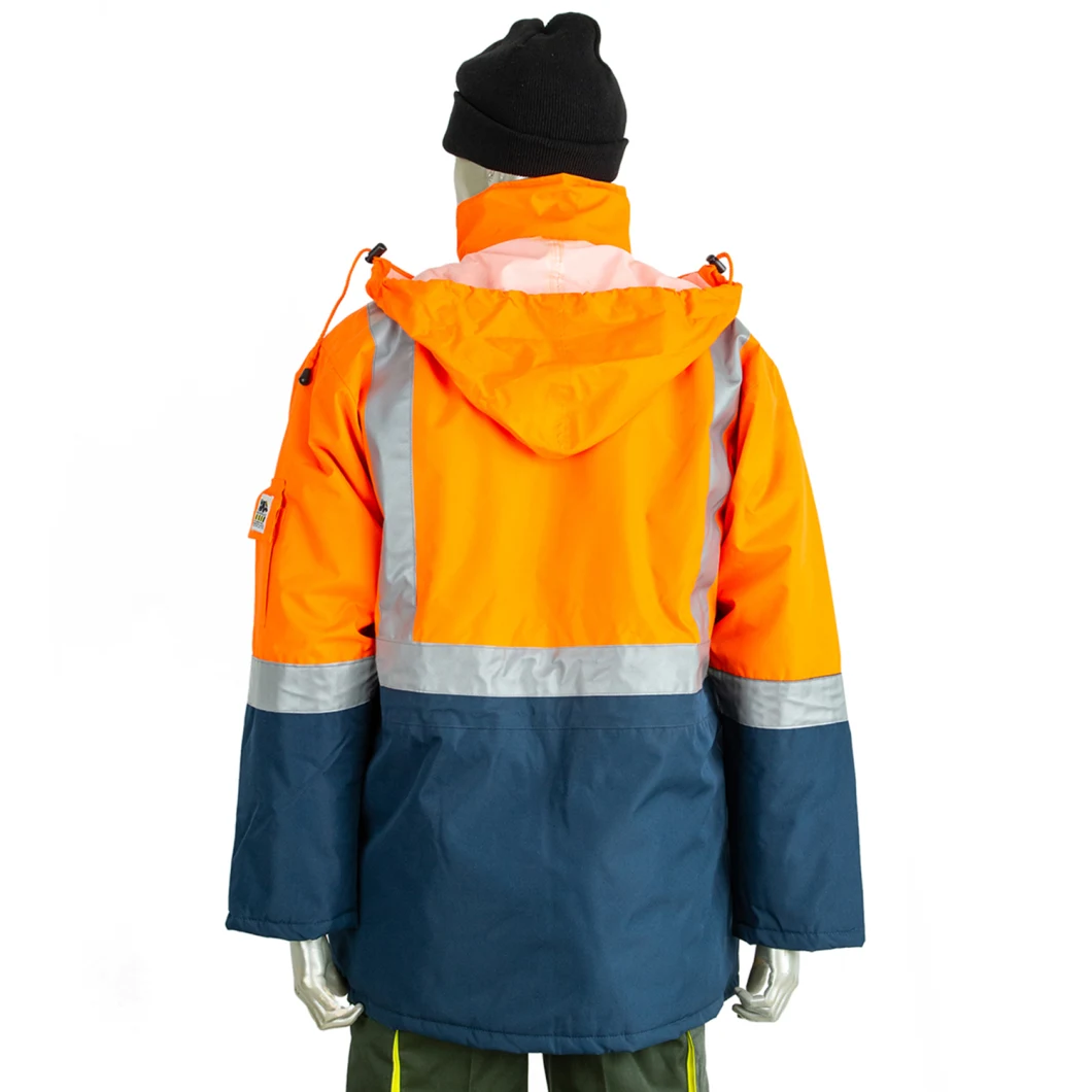 Heavy Oxford Thick High Visibility Windproof Padded Jacket with Reflective Tape