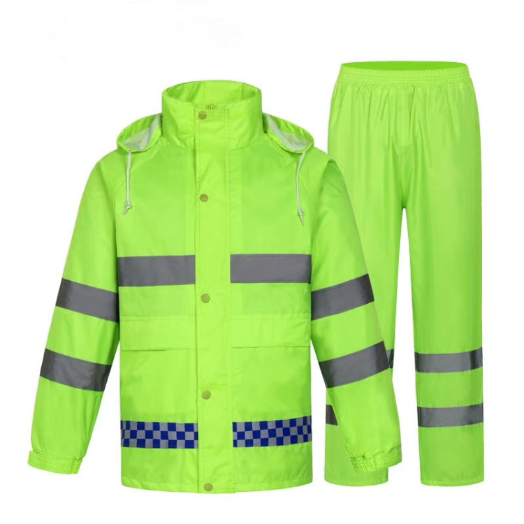 OEM Customized Women and Men's Orange Hi Viz Raincoat/Jacket for Road Workers Windproof Waterproof Road Workwear