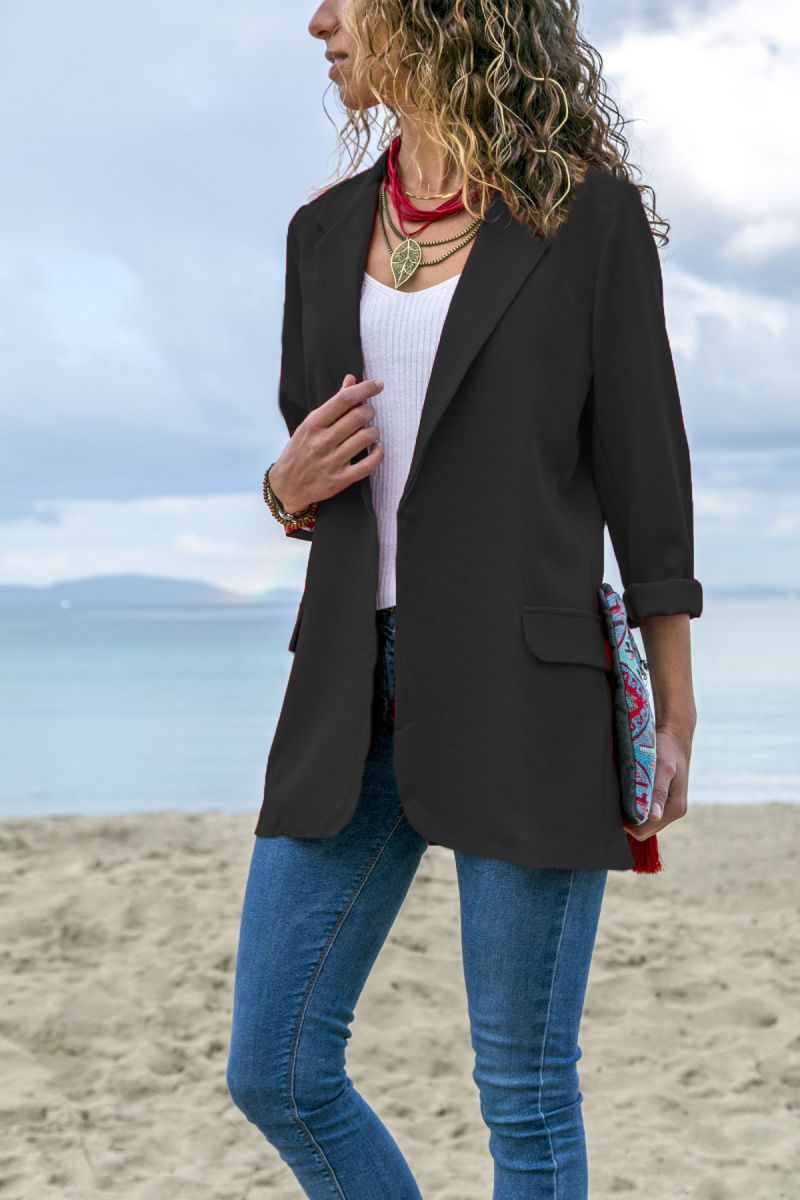 Slanna Outwear Casual Loose Office Ladies Work Plus Size Blazer Jacket Long Sleeve Blazer