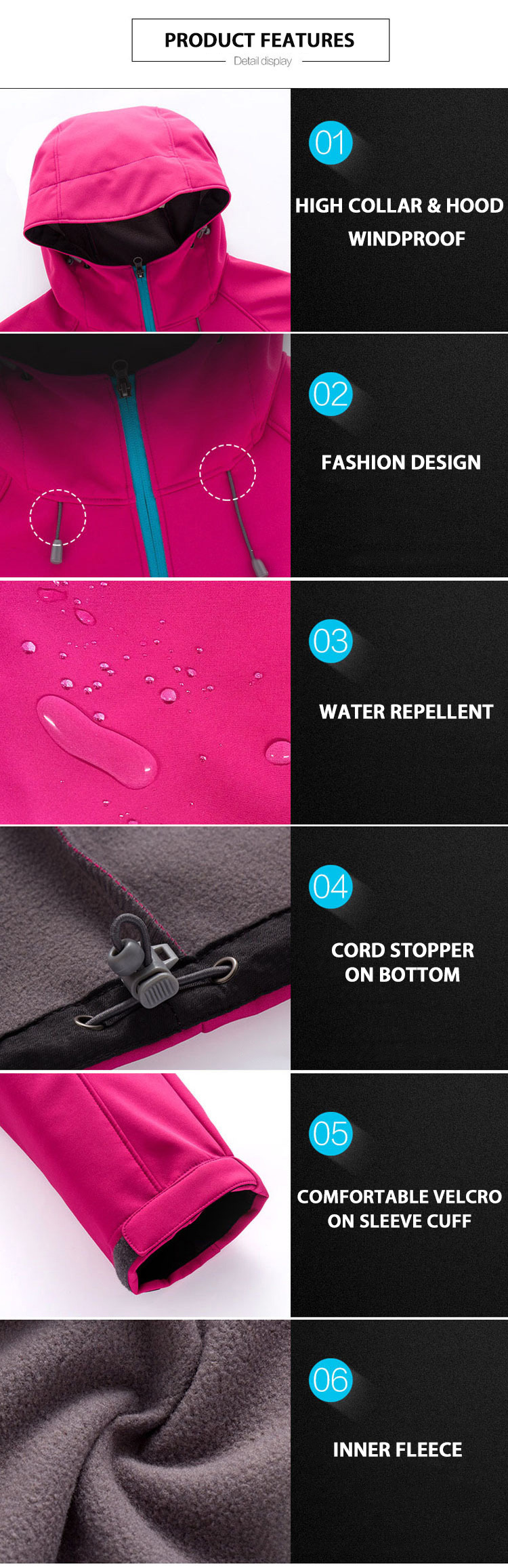 2021 Red Waterproof Rain Windbreaker Softshell Jackets & Coats for Women