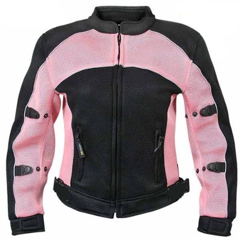 Womens Pink Winter Jacket Delicate Motorcycle Riding Bomber Jacket Sports Jacket
