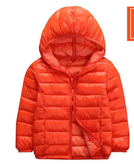 Children Jacket Lightweight Padded Warm Wind Hood Plain Color Down Jacket