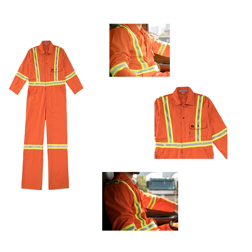 Nfpa2112 Fr Clothing Flame Resistant 7.5 Oz Cotton Coveralls Safety Workwear with Hi Vis