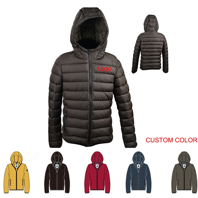 Custom Wholesale Casual Warm Hooded Mens Coat Light Puffer Winter Down Jacket for Men