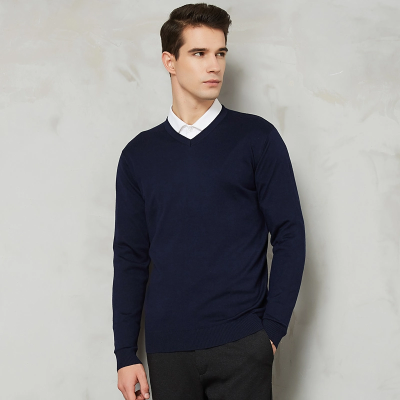 Men's Winter Textured Pullover Clothes Round Neckline Sweater