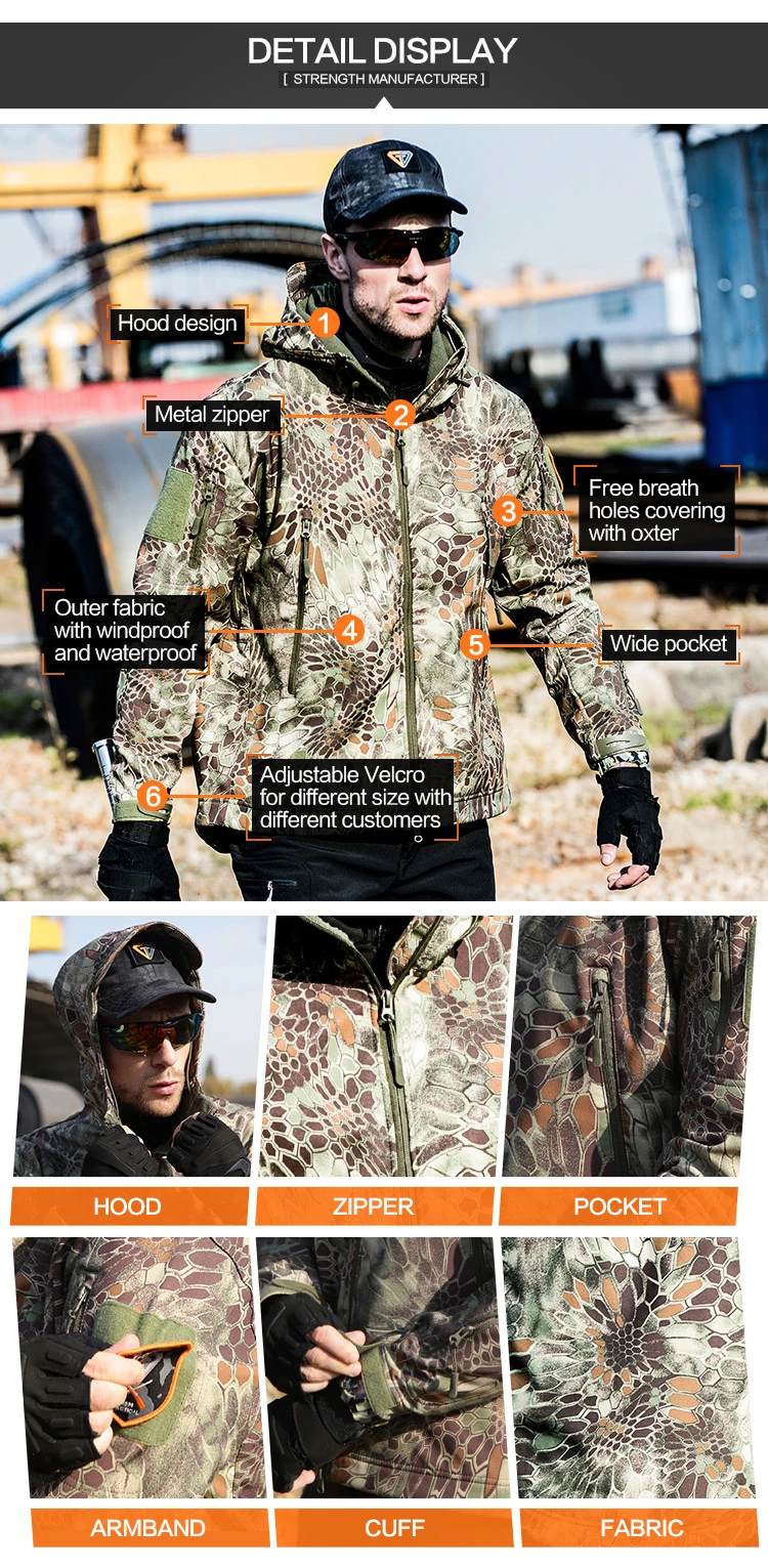 New Design Outdoor Hiking Waterproof Softshell Fleece Hoodie Jacket for Azerbaijan