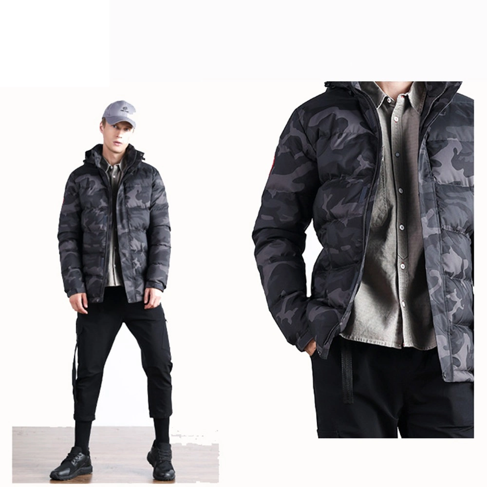 Aisycle Men Camo Printing Thicker Windproof Breathable Duck Down Jacket for Men