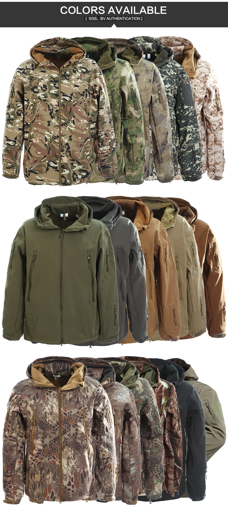 Army Surplus Waterproof and Breathable Sharkskin Softshell Jacket with Fleece Lining Brown Outdoor Jacket