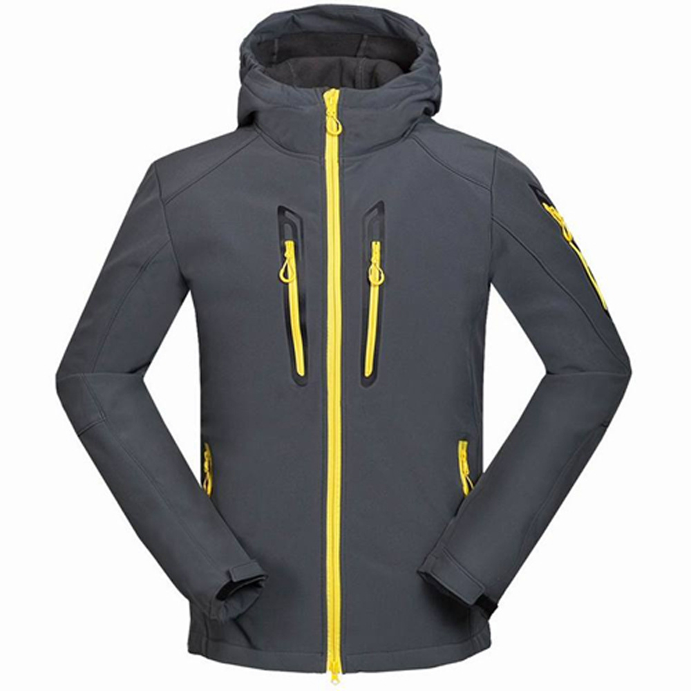 Custom Print Waterproof Windproof Thermal Fleece Hooded Softshell Jacket