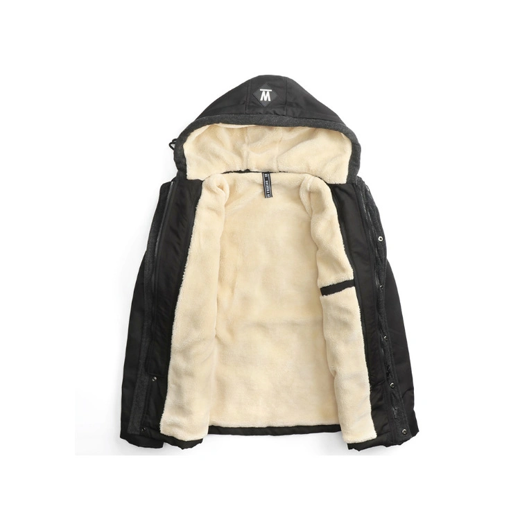 Winter Men's Padded Jacket Coat Thermal Fleece Lining Windproof Parka
