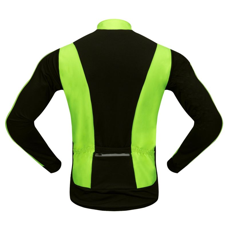 Custom Men's Fleece Reflective/Hi Vis Green Windbreaker Winter Running/Cycling/Bicycle Jacket