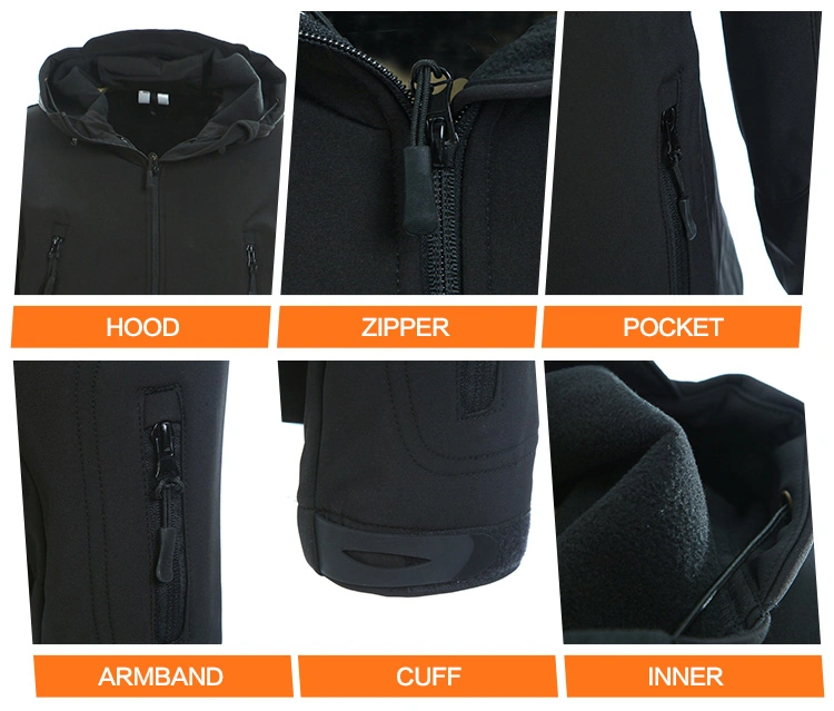 Hot Sale Mens Waterproof Black Softshell Mens Jacket