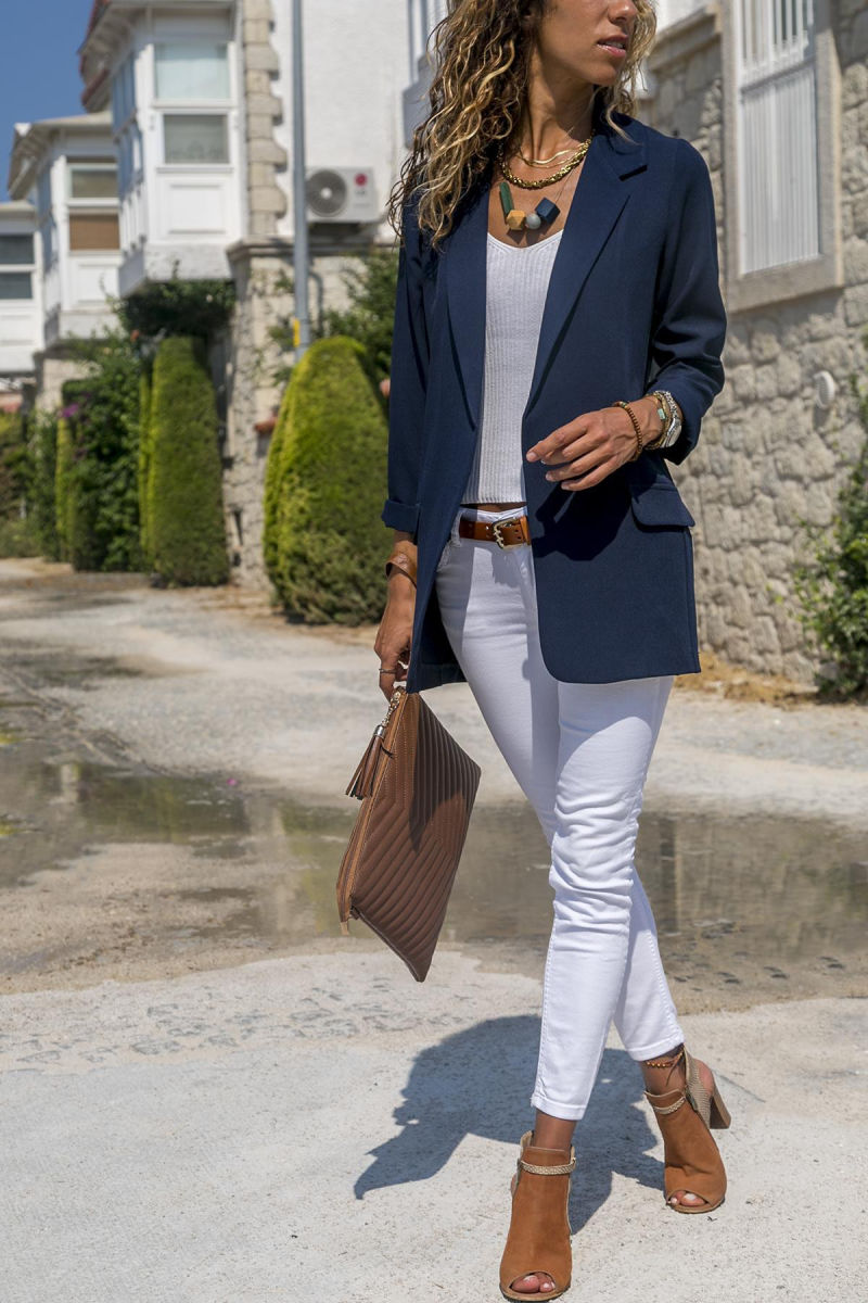 Slanna Outwear Casual Loose Office Ladies Work Plus Size Blazer Jacket Long Sleeve Blazer